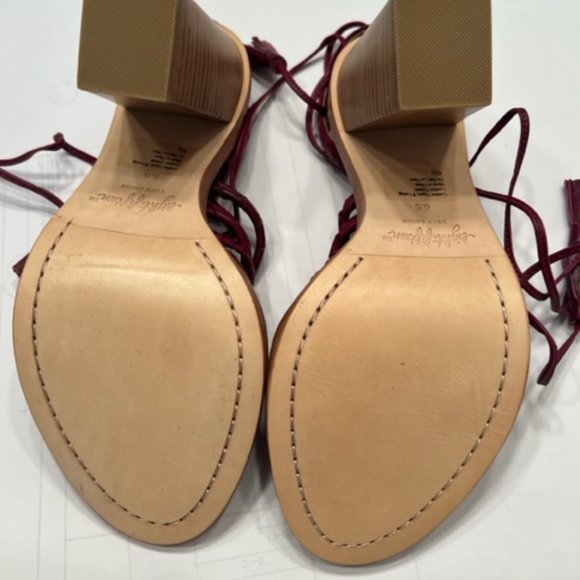 eight fifteen "Phoebe" chunky heel sandals w/ ankle wrap size 6.5 color "Berry" - Picture 3 of 7